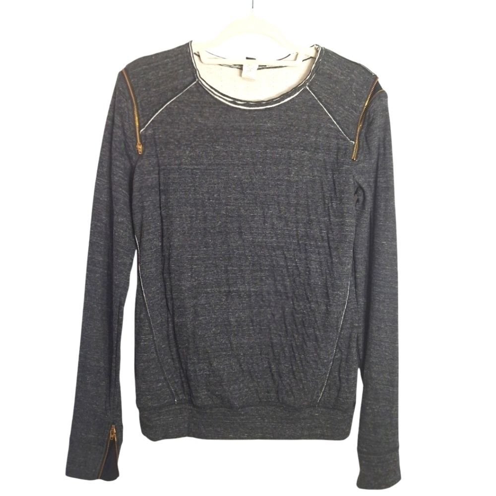David Lerner Long Sleeve Sweatshirt Gray Crew Neck Small Womens Bamboo Blend